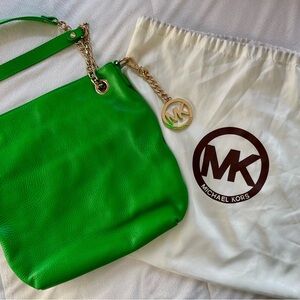 Michael Kors Kelly Green Leather Handbag / Crossbody Bag.